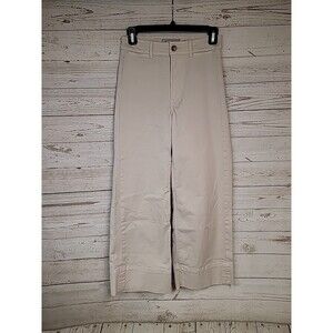 Everlane Wide Leg Chino Pants Women Size 00‎ Mid Rise Beige Brown Khaki Trousers